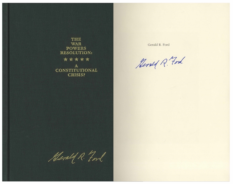 Gerald Ford Signed Copy of ''The War Powers Resolution: A Constitutional Crisis?''